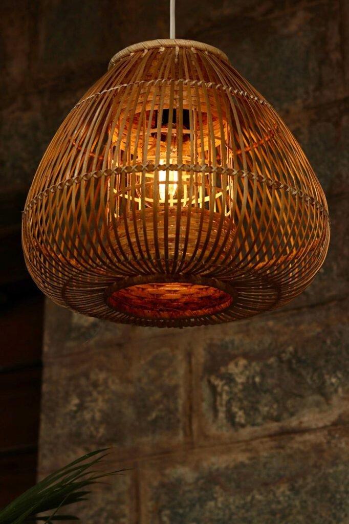 Woven Bamboo Spiral Lamp