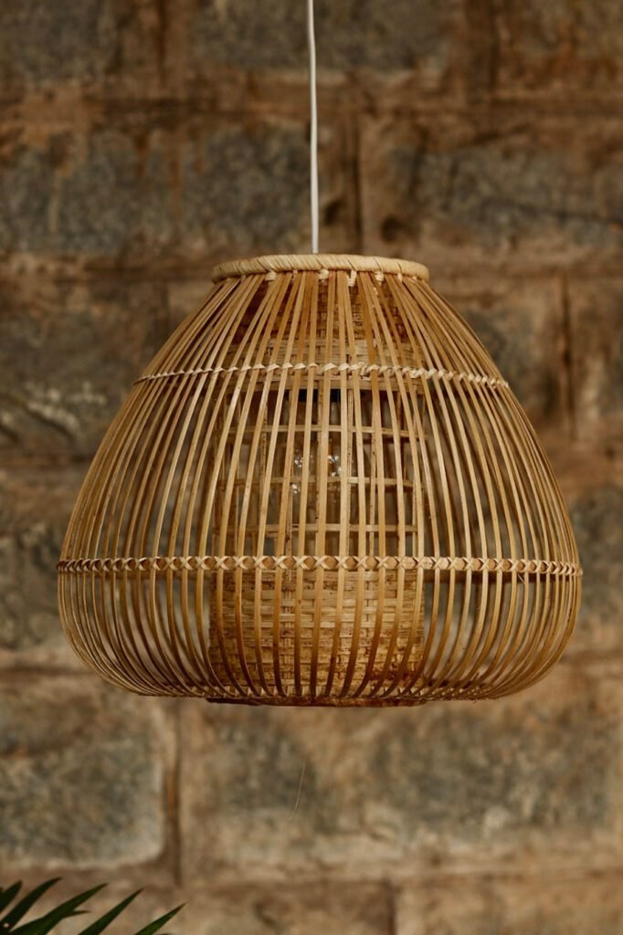 Woven Bamboo Spiral Lamp