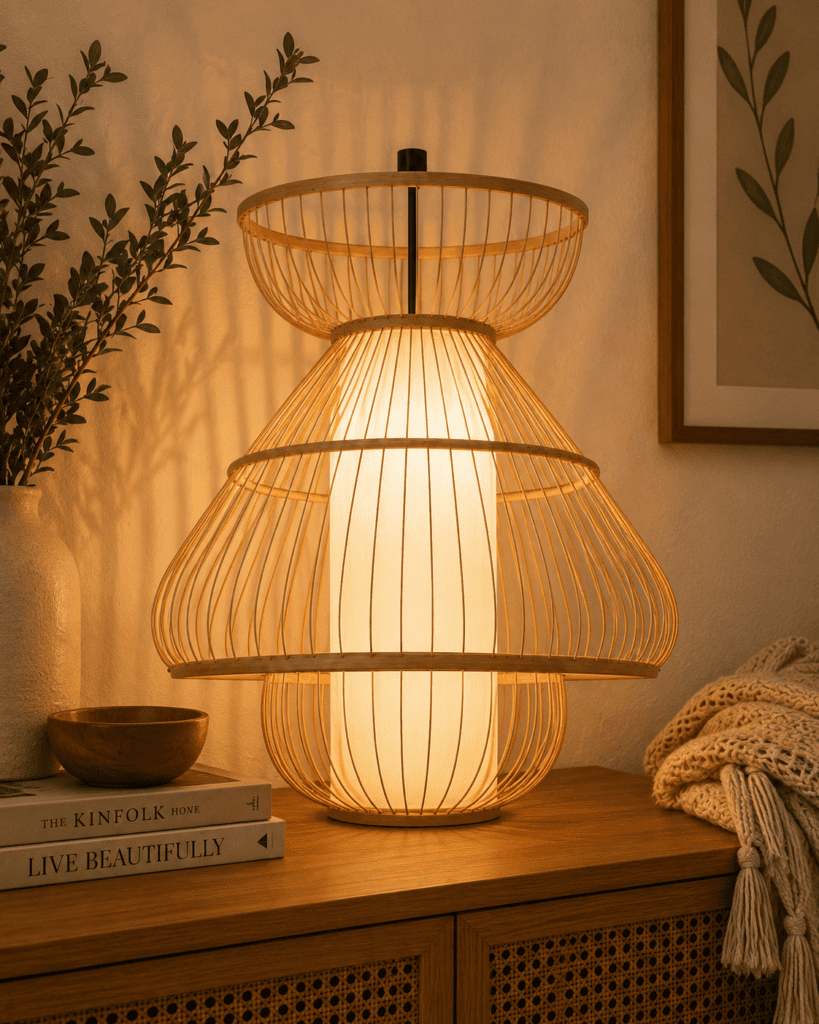 Curved Bamboo Woven Lantern