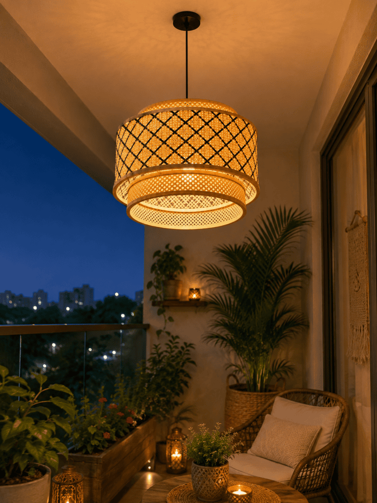 Sculptural Bamboo Drum Shade Light