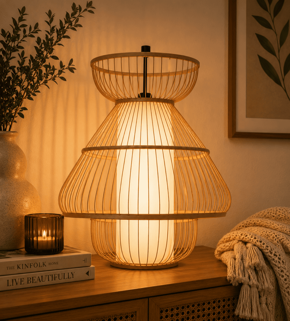 Curved Bamboo Woven Lantern