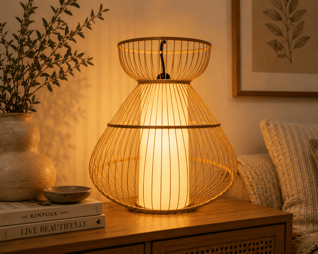 Textured Bamboo Nest Light