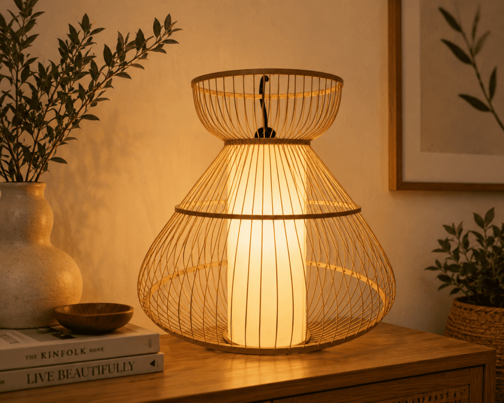 Textured Bamboo Nest Light
