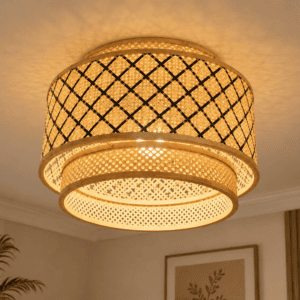 Sculptural Bamboo Drum Shade Light